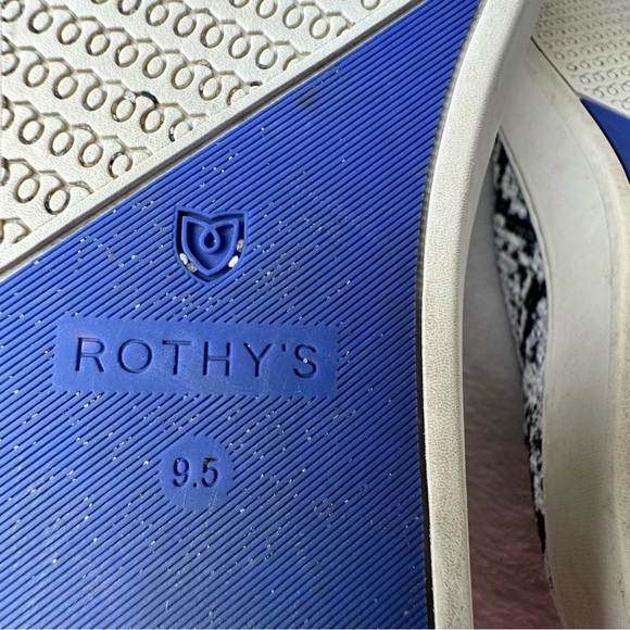 Rothy's The Original Slip- On Black and Cream Snake Print Washable Sneakers - Picture 9 of 14